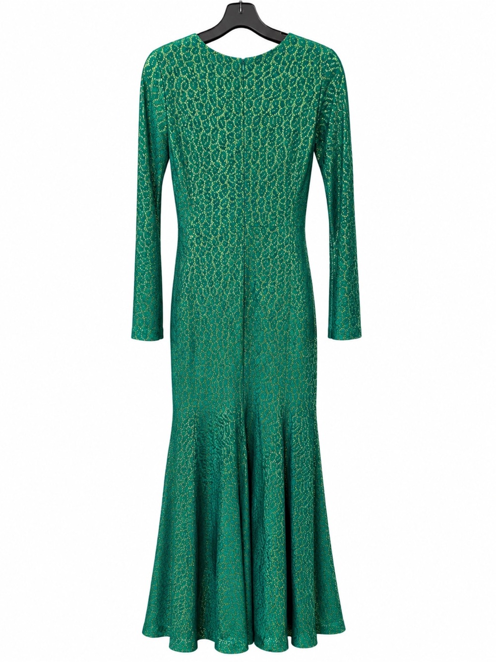 Green Long-Sleeve Maxi Mermaid Dress with Subtle Shine